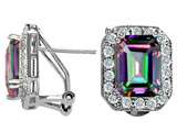 Original Star K™ Genuine Emerald Cut Mystic Rainbow Topaz Earrings