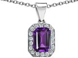 Original Star K™ Genuine Emerald Cut Amethyst Pendant