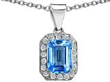 Original Star K™ Genuine Emerald Cut Blue Topaz Pendant