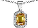 Original Star K™ Genuine Emerald Cut Citrine Pendant