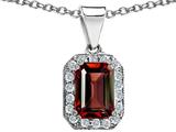 Original Star K™ Genuine Emerald Cut Garnet Pendant