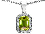 Original Star K™ Genuine Emerald Cut Peridot Pendant