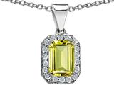 Original Star K™ Genuine Emerald Cut Lemon Quartz Pendant