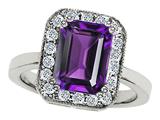 Original Star K™ 925 Genuine Emerald Cut Amethyst Ring