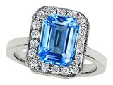 Original Star K™ 925 Genuine Emerald Cut Blue Topaz Ring