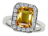 Original Star K™ 925 Genuine Emerald Cut Citrine Ring