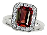 Original Star K™ 925 Genuine Emerald Cut Garnet Ring