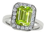 Original Star K™ 925 Genuine Emerald Cut Peridot Ring