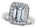 Original Star K™ 925 Genuine Emerald Cut Aquamarine Ring