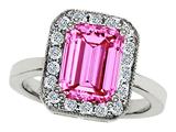 Original Star K™ 925 Simulated Emerald Cut Pink Topaz Ring