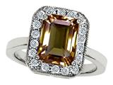Original Star K™ 925 Genuine Emerald Cut Smoky Quartz Ring
