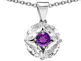 Original Star K™ Genuine Round Amethyst Pendant