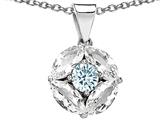 Original Star K™ Genuine Round Aquamarine Pendant