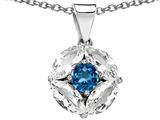 Original Star K™ Genuine Round Blue Topaz Pendant