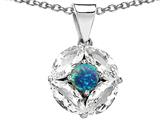 Original Star K™ Created Round Blue Opal Pendant