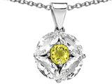 Original Star K™ Genuine Round Lemon Quartz Pendant