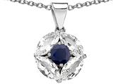Original Star K™ Genuine Round Black Sapphire Pendant