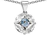 Original Star K™ Simulated Round Aquamarine Pendant