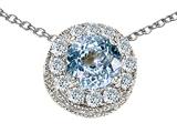 Original Star K™ Round Simulated Aquamarine Pendant
