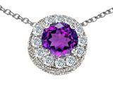 Original Star K™ Genuine Round Amethyst Pendant
