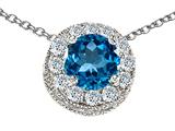 Original Star K™ Genuine Round Blue Topaz Pendant