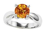 Original Star K™ 925 Genuine Round Citrine Engagement Ring