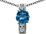 Original Star K™ 925 Genuine Round Blue Topaz Pendant