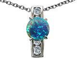 Original Star K™ 925 Created Round Blue Opal Pendant