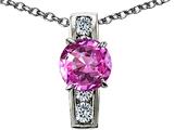 Original Star K™ 925 Simulated Round Pink Topaz Pendant