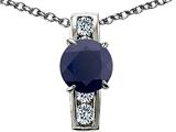 Original Star K™ 925 Genuine Round Black Sapphire Pendant