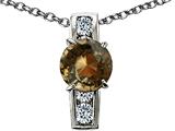 Original Star K™ 925 Genuine Round Smoky Quartz Pendant