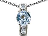 Original Star K™ 925 Simulated Round Aquamarine Pendant