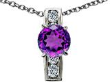 Original Star K™ 925 Genuine Round Amethyst Pendant