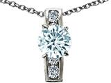 Original Star K™ 925 Genuine Round Aquamarine Pendant