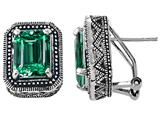 Original Star K™ 925 Bali Style Created Emerald Cut Emerald Earrings