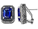 Original Star K™ Bali Style Emerald Cut Created Sapphire Earrings