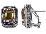 Original Star K™ 925 Bali Style Genuine Emerald Cut Smoky Quartz Earrings