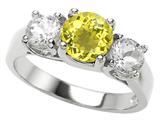 Original Star K™ 925 Genuine Round Lemon Quartz Engagement Ring