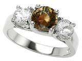Original Star K™ 925 Genuine Round Smoky Quartz Engagement Ring