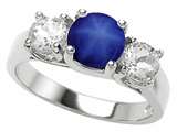 Original Star K™ 925 Lab Created Round Star Sapphire Engagement Ring