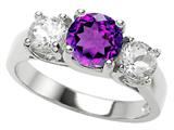 Original Star K™ 925 Genuine Round Amethyst Engagement Ring