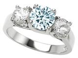 Original Star K™ 925 Genuine Round Aquamarine Engagement Ring