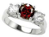 Original Star K™ 925 Genuine Round Garnet Engagement Ring