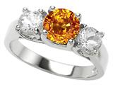 Original Star K™ 925 Genuine Round Citrine Engagement Ring