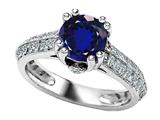 Original Star K™ 925 Created Round Sapphire Engagement Ring