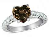 Original Star K™ Genuine 8mm Heart Shape Smoky Quartz Engagement Ring