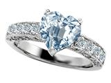 Original Star K™ 925 Genuine Heart Shape Simulated Aquamarine Engagement Ring