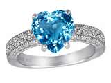 Original Star K™ Genuine 8mm Heart Shape Blue Topaz Engagement Ring