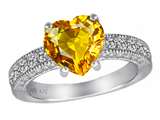 Original Star K™ Genuine 8mm Heart Shape Citrine Engagement Ring