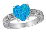 Original Star K™ 8mm Heart Shape Created Blue Opal Engagement Ring